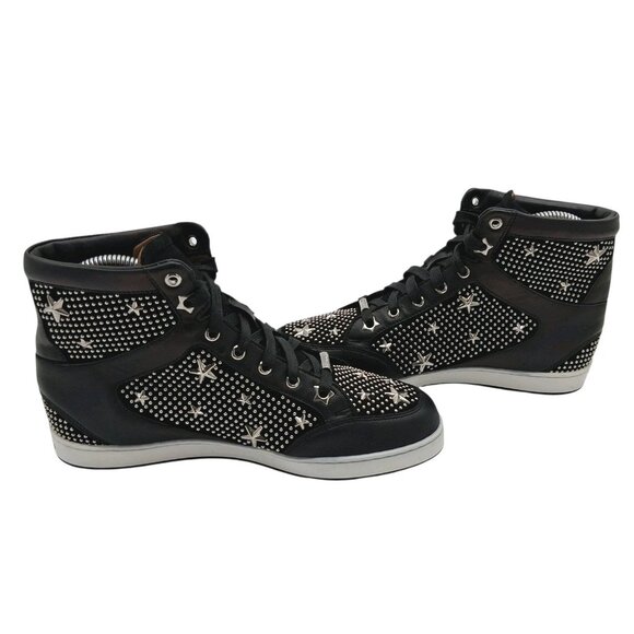 Jimmy Choo Shoes Womens EU 36 US 6 Black High Top Star Studded Made in Italy - Picture 14 of 14